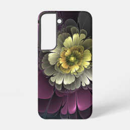 Abstract Modern Purpur Khaki Gray Fractal Flower Samsung Galaxy S22 Case