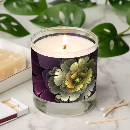 Abstract Modern Purpur Khaki Gray Fractal Flower Scented Candle