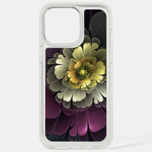 Abstract Modern Purpur Khaki Gray Fractal Flower iPhone 15 Pro Max Case