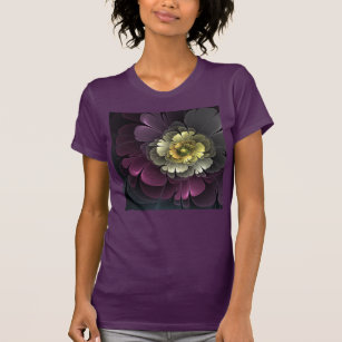Abstract Modern Purpur Khaki Gray Fractal Flower T-Shirt
