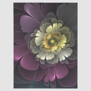 Abstract Modern Purpur Khaki Gray Fractal Flower Tissue Paper