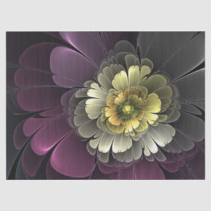 Abstract Modern Purpur Khaki Gray Fractal Flower Tissue Paper