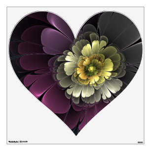 Abstract Modern Purpur Khaki Gray Fractal Flower Wall Decal