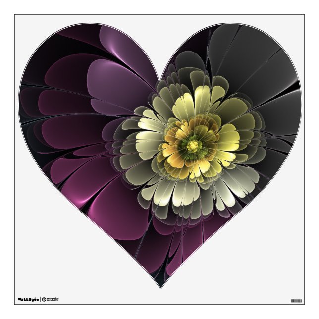 Abstract Modern Purpur Khaki Gray Fractal Flower Wall Decal (Front)