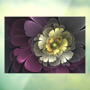 Abstract Modern Purpur Khaki Gray Fractal Flower Window Cling