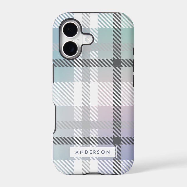 Abstract modern rainbow gradient plaid iphone case (Back)