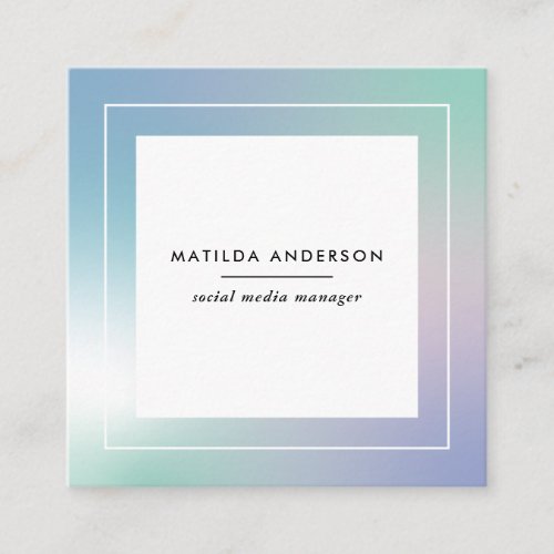 Abstract modern rainbow gradient square business card