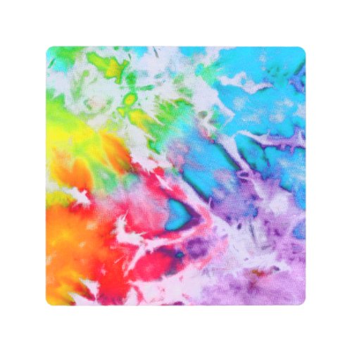 Abstract Modern Rainbow Watercolor Batik Tie Dye Metal Print