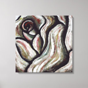 Abstract Modern Red Black Rose Flower Art Painting Canvas Print