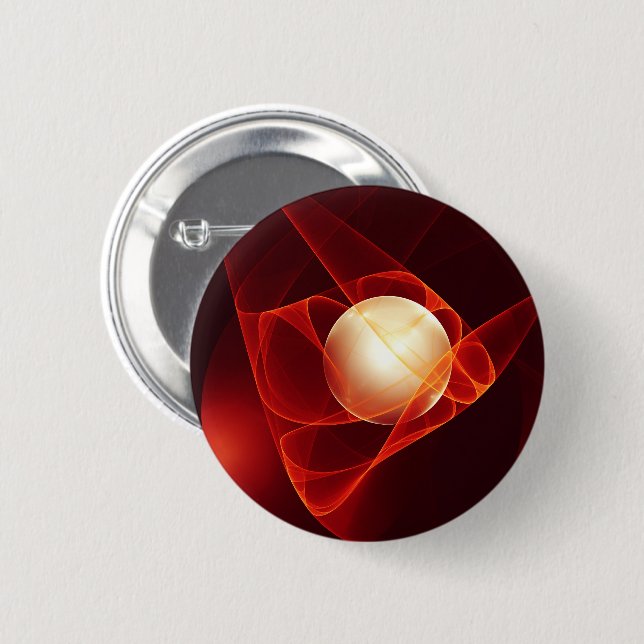 Abstract Modern Red Cream Fantasy Fractal Art Button (Front & Back)