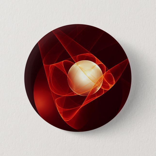 Abstract Modern Red Cream Fantasy Fractal Art Button (Front)