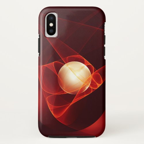 Abstract Modern Red Cream Fantasy Fractal Art iPhone X Case