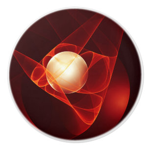 Abstract Modern Red Cream Fantasy Fractal Art Ceramic Knob