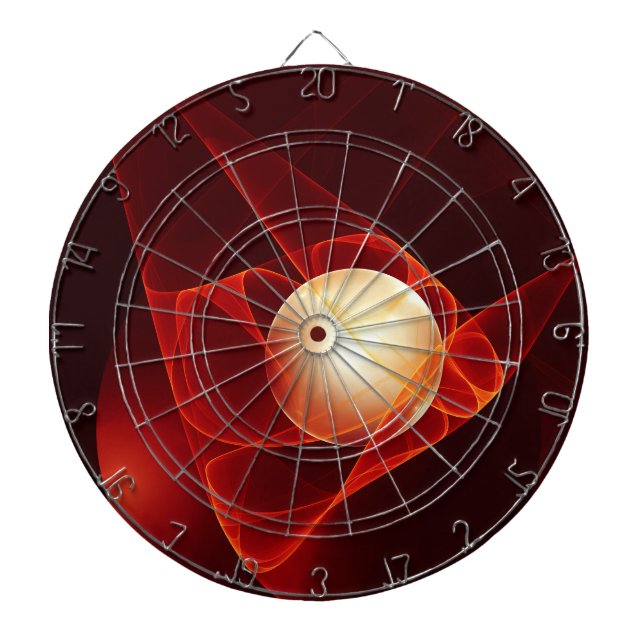 Abstract Modern Red Cream Fantasy Fractal Art Dart Board (Front)