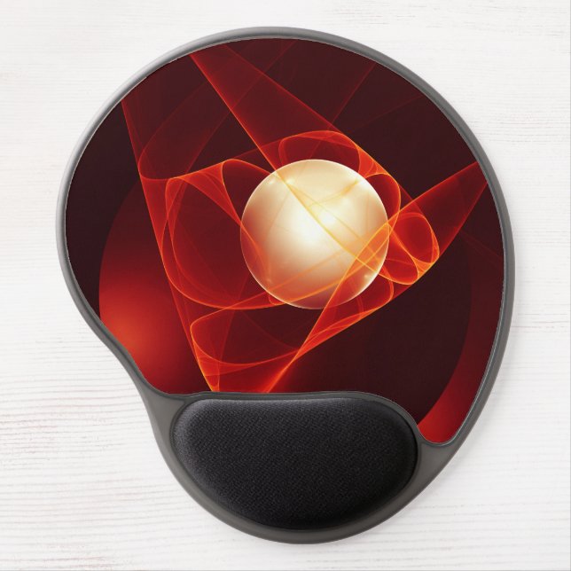 Abstract Modern Red Cream Fantasy Fractal Art Gel Mouse Pad (Front)