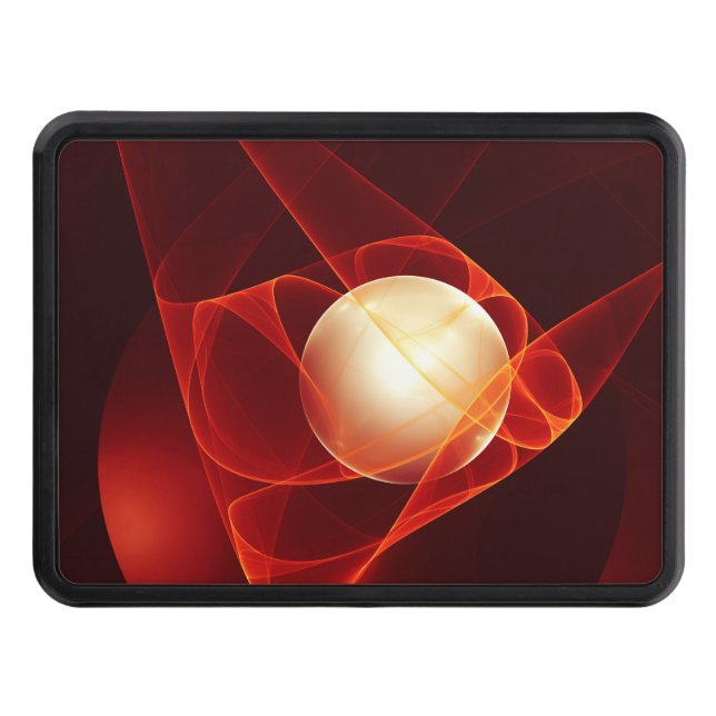 Abstract Modern Red Cream Fantasy Fractal Art Hitch Cover (Front)