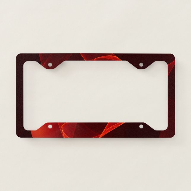 Abstract Modern Red Cream Fantasy Fractal Art License Plate Frame (Front)