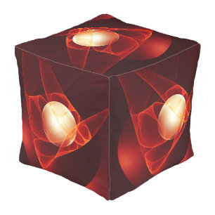 Abstract Modern Red Cream Fantasy Fractal Art Outdoor Pouf