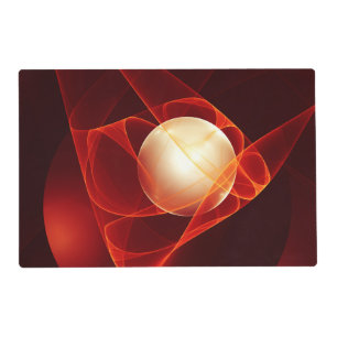 Abstract Modern Red Cream Fantasy Fractal Art Placemat