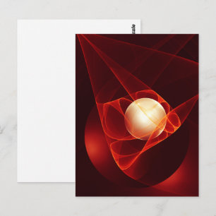 Abstract Modern Red Cream Fantasy Fractal Art Postcard