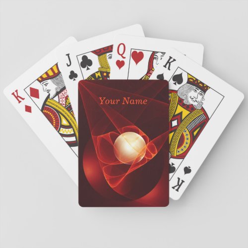 Abstract Modern Red Cream Fantasy Fractal Name Playing Cards