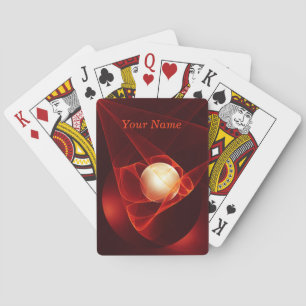 Abstract Modern Red Cream Fantasy Fractal Name Poker Cards