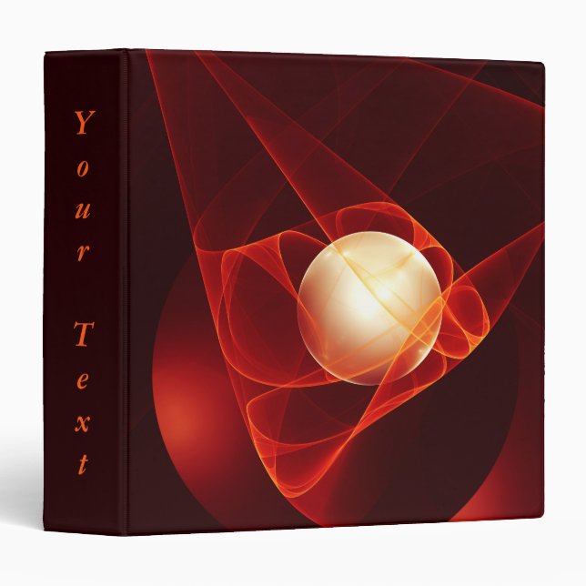 Abstract Modern Red Cream Fantasy Fractal Text 3 Ring Binder (Front/Spine)