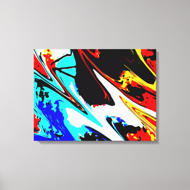 Abstract Modern Red Yellow Blue Black Wrapped Canvas Print (Front)