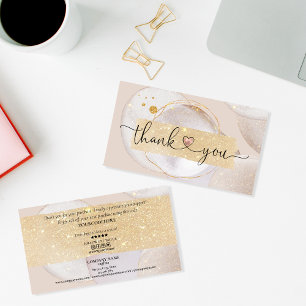 abstract modern script blush thank you for order business card