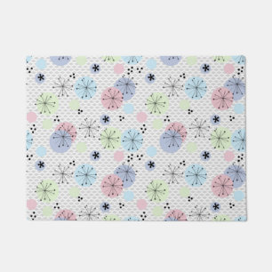 Abstract modern shapes circles polka dots light wh doormat