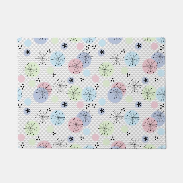 Abstract modern shapes circles polka dots light wh doormat (Front)