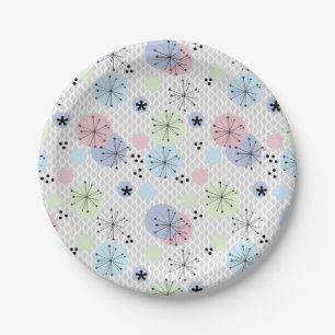 Abstract modern shapes circles polka dots light wh paper plates