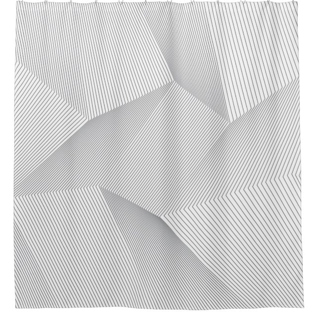 Abstract, modern, simple, dynamic line pattern shower curtain (Front)