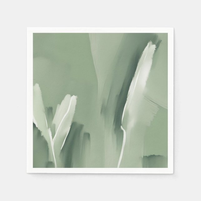 Abstract Modern Simple Sage Green Watercolor Paint Napkins (Front)