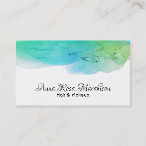  Abstract Modern  Simple Watercolor Aqua Blue Business Card
