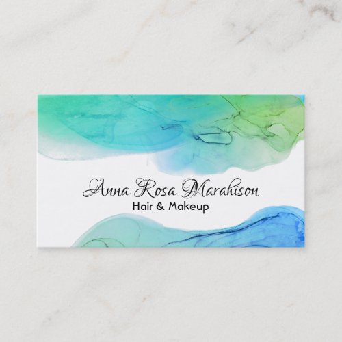  Abstract Modern Simple Watercolor Blue Aqua Business Card