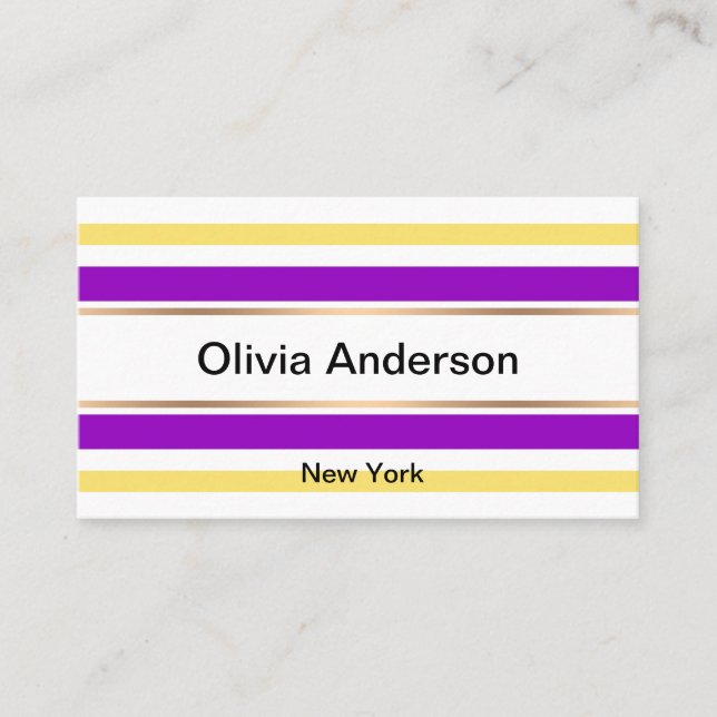 Abstract modern striped lined elegant fun cute per business card (Front)