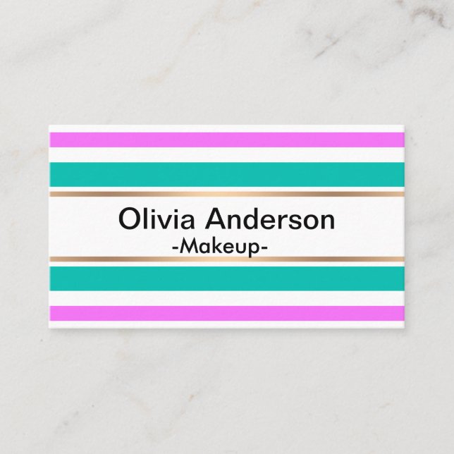Abstract modern striped lined elegant fun cute per business card (Front)