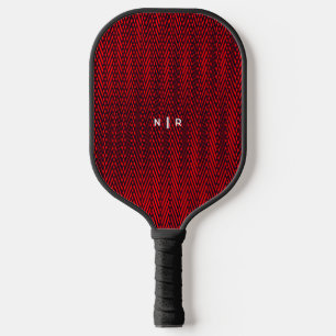 Abstract Modern Stripes Red Elegant Monogram Cool Pickleball Paddle