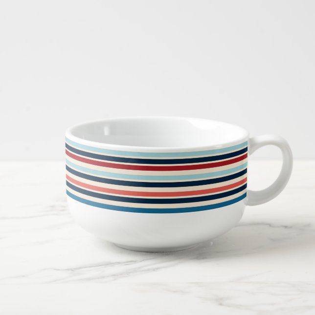 Abstract Modern Stripes Trendy Geometric Pattern  Soup Mug (Left)