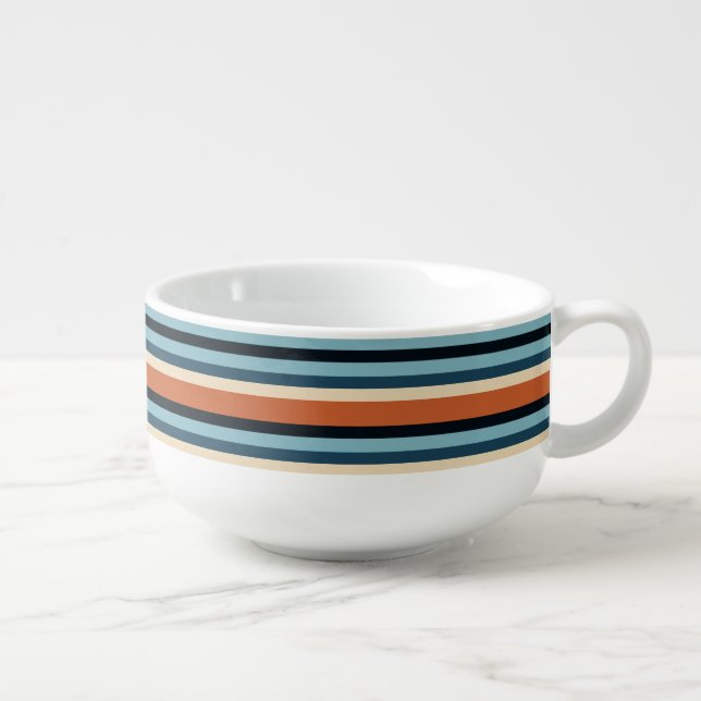 Abstract Modern Stripes Trendy Geometric Pattern  Soup Mug (Left)
