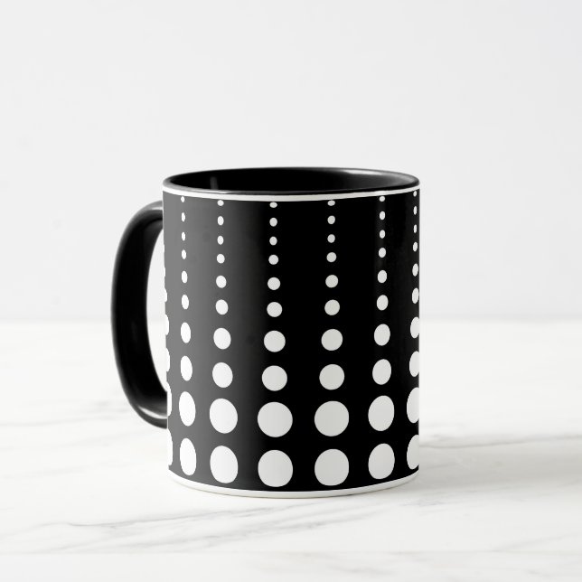 Abstract modern stylish black white lines dots cir mug (Front Left)