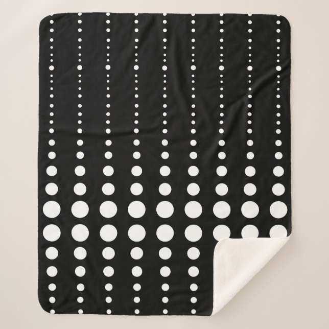 Abstract modern stylish black white lines dots cir sherpa blanket (Front)