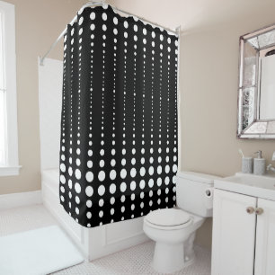 Abstract modern stylish black white lines dots cir shower curtain