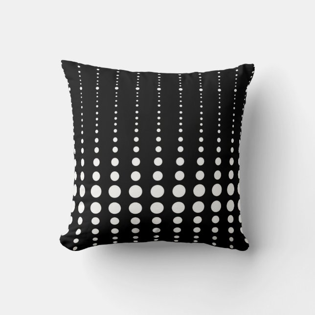 Abstract modern stylish black white lines dots cir throw pillow (Front)