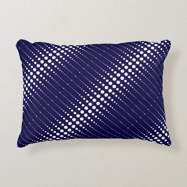 Abstract modern stylish navy white lines dots circ accent pillow (Front)