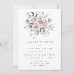 Abstract Modern Summer Garden Florals Wedding Invitation