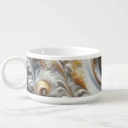Abstract Modern Swirling Gold, Black and White  Bowl