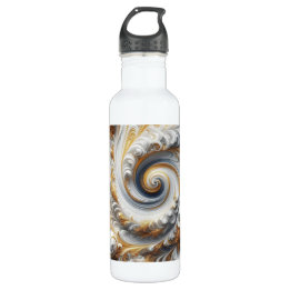 Abstract Modern Swirling Gold, Black and White Stainless Steel Water Bottle
