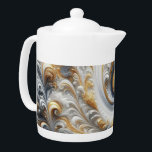 Abstract Modern Swirling Gold, Black and White Teapot<br><div class="desc">Abstract modern swirling tones blend of gold, black and white bring simple elegance to home and life with this design.</div>